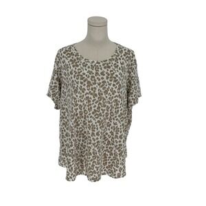 Old Navy Everywear T-Shirt Tan Leopard Print 100% Cotton 2X